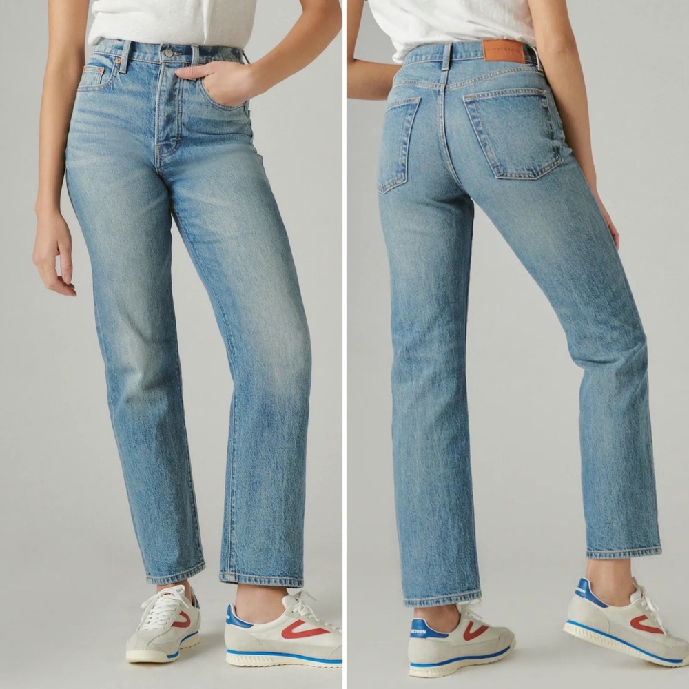 Lucky Brand 90s Loose High Rise Straight Jeans Blue Button Fly 8/29